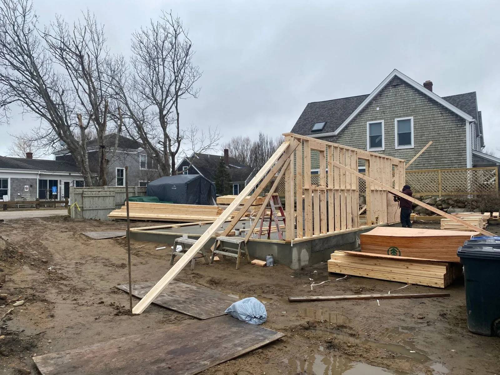 Wood framing for a new Block Island addition