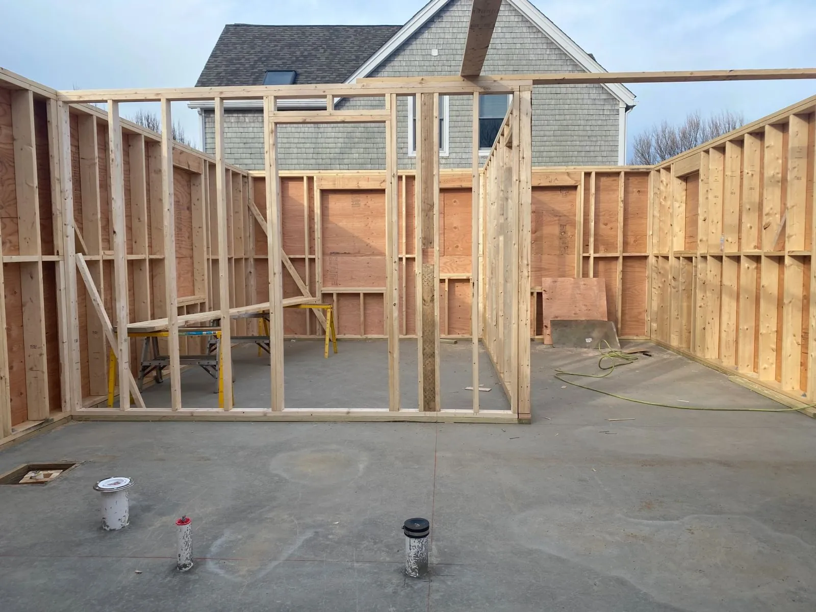 Interior framing during a renovation project